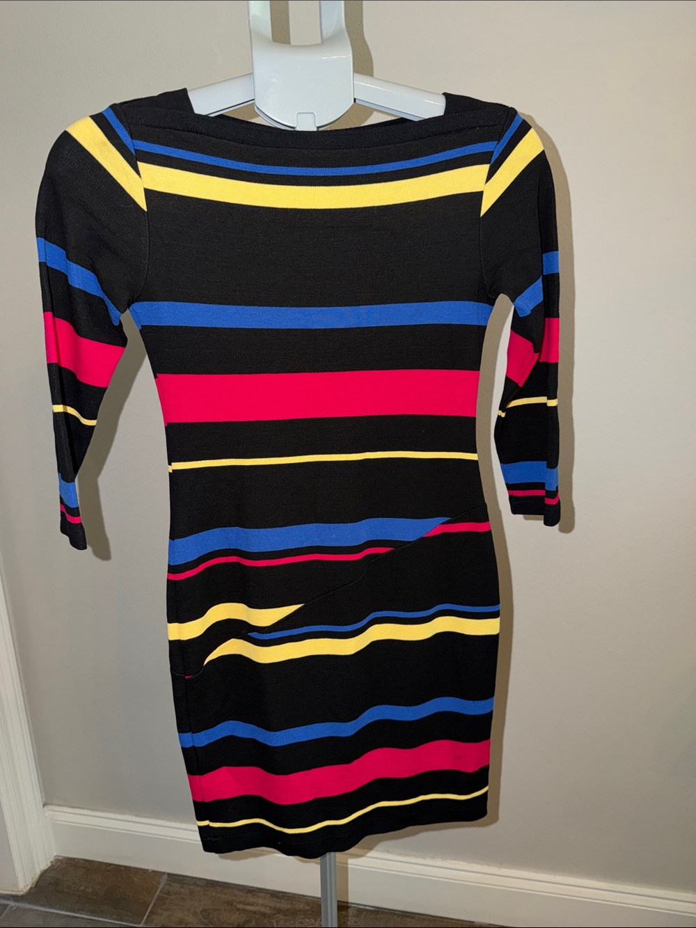 Worth Vintage Black Asymmetrical Midi Pencil Dress